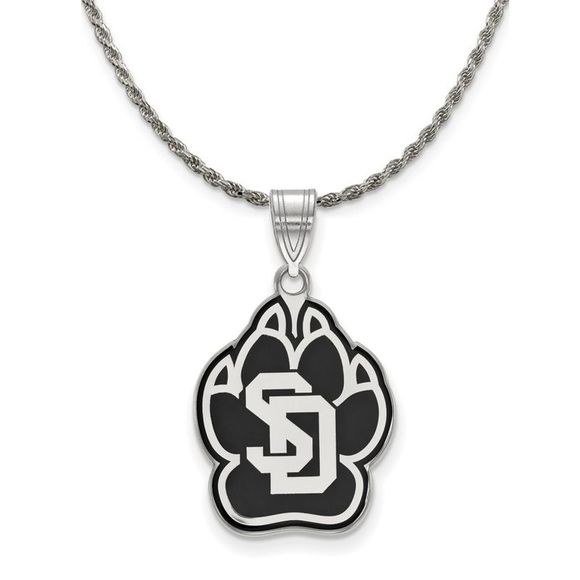Sterling Silver South Dakota Large Enamel Pendant Necklace - 18 Inch